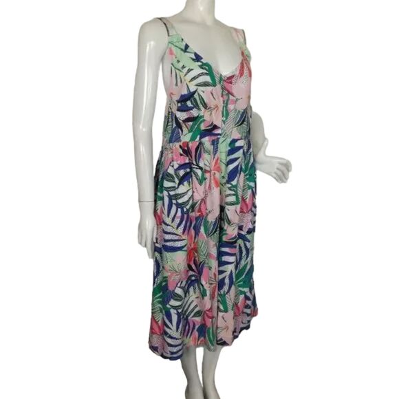 LOFT Summer Dress, 14, Multicolor floral, Strappy, Buttons, Midi length - Picture 3 of 11
